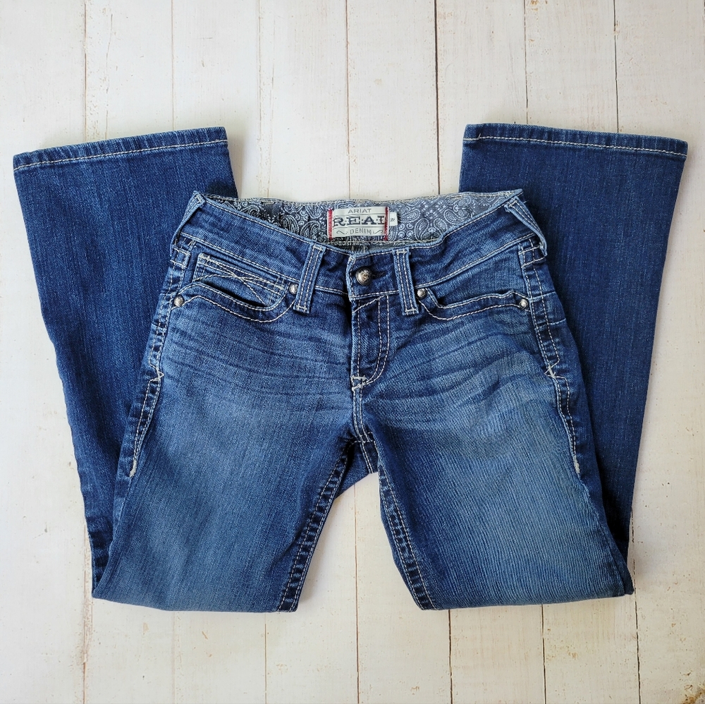 Ariat REAL Denim Jeans Womens 28 S 30 x 29 Blue Western Cowgirl Boot Cut